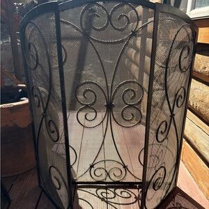 Elegant Black Wrought Iron Fireplace Screen